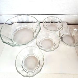 VTG Bormioli Rocco Glass Salad Bowls Paneled Italy